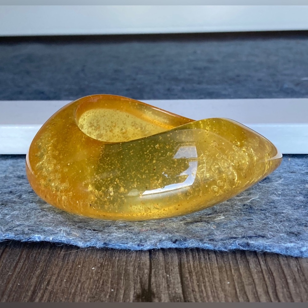 Vintage Artisan Chunky Cobblestone Shaped Honey Lucite Bangle Bracelet